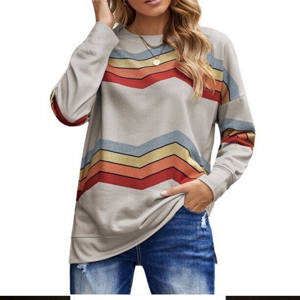 NWT BTFBM Retro Chevron Stripe Top Size Small
